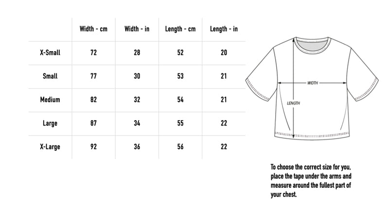 Size chart for Horny Dracula Music Rhinestone Baby Tee