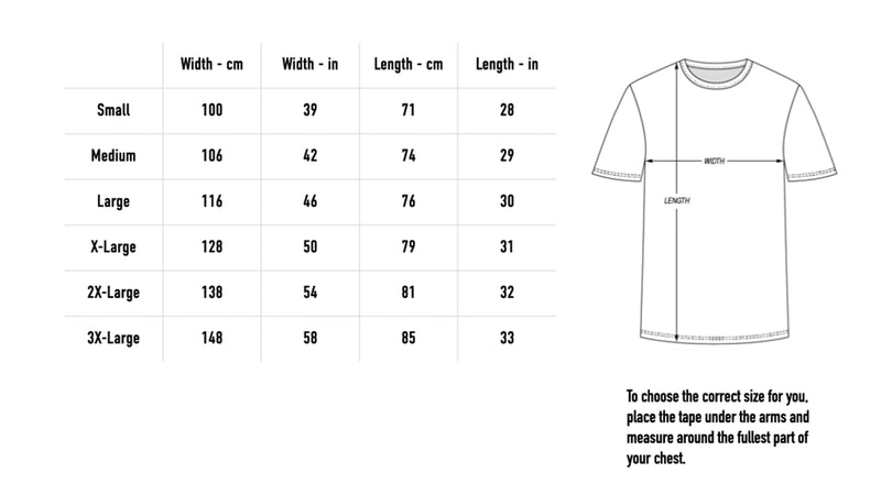 Size chart for End Of Winter T-Shirt